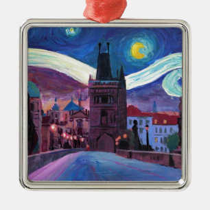 Starry Night in Prague with Carlsbridge Metal Tree Decoration