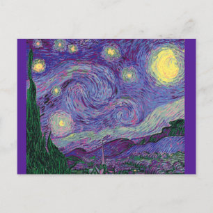 Starry Night in Purple, Fine Art Spoof Postcard
