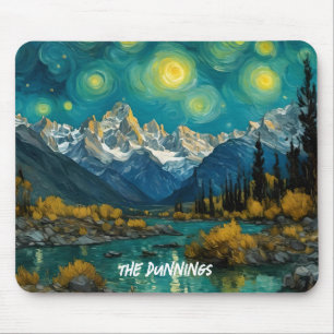 Starry Night in the Rocky Mountains Mouse Mat