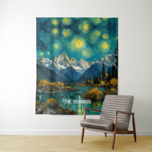 Starry Night in the Rocky Mountains Tapestry