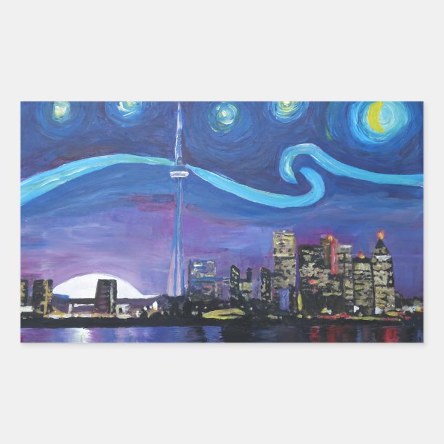 Starry Night in Toronto with Van Gogh Inspirations Rectangular Sticker (Front)