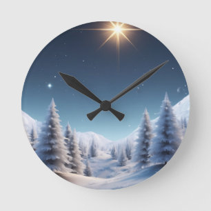Starry Night Inspirational water colours Round Clock