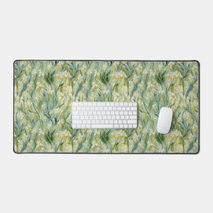 Starry Night-inspired Floral Paint Textured-style Desk Mat