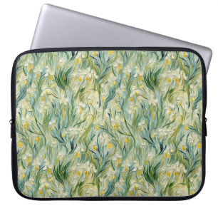 Starry Night-inspired Floral Paint Textured-style Laptop Sleeve