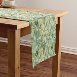 Starry Night-inspired Floral Paint Textured-style Short Table Runner
