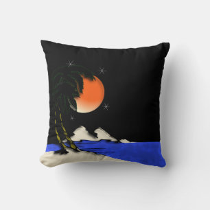 Starry Night Island American Mojo Throw Pillow