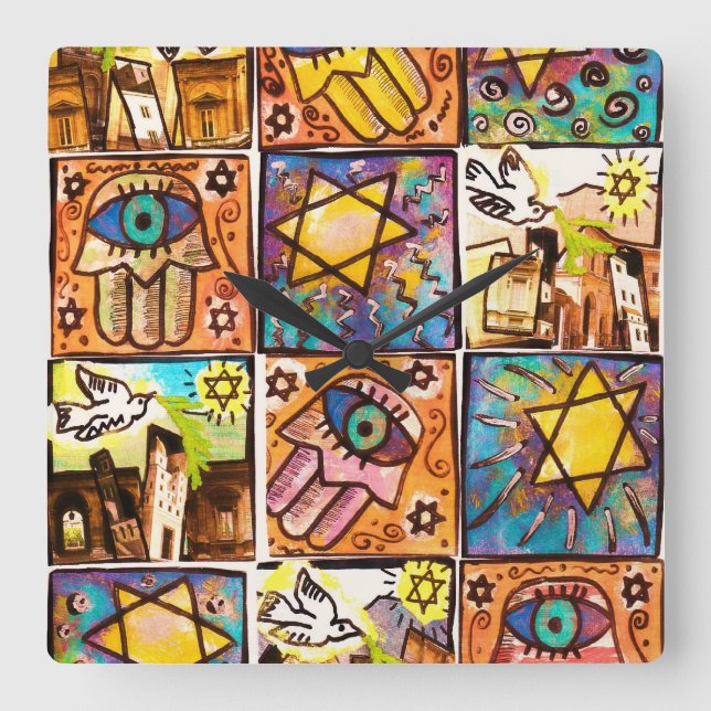 Starry Night Israel Ivory Wall Clock (Front)