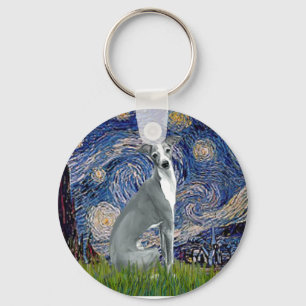 Starry Night-Italian Greyhound 4 (sit) Key Ring