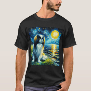 Starry Night Japanese Chin Dog Van Gogh Lover T-Shirt