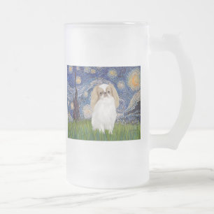 Starry Night - Japanese Chin (lemon 1) Frosted Glass Beer Mug