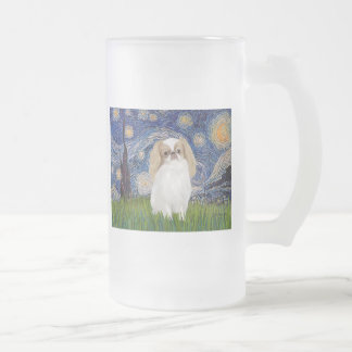 Starry Night - Japanese Chin (lemon 1) Frosted Glass Beer Mug