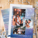 Starry Night Joy to the World 3 Photo Collage Holiday Card<br><div class="desc">Create your own 3 photo collage holiday card, with Joy to the World hand lettering, on a starry night background. The design features watercolor brush strokes, in shades of blue indigo purple violet and grey, with stars, starlight glow and gold dust. Joy to the World is lettered in modern script...</div>