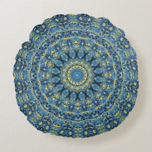 Starry Night Kaleidoscope 2 Round Cushion