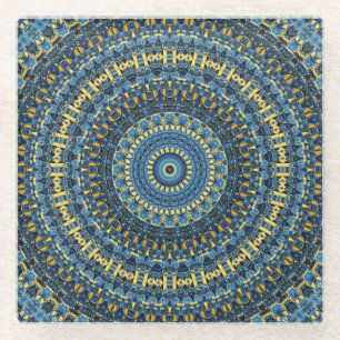 Starry Night Kaleidoscope 3 Glass Coaster