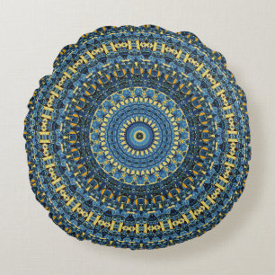 Starry Night Kaleidoscope 3 Round Cushion