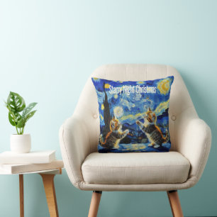 Starry Night Kittymas Christmas Spoof Cushion