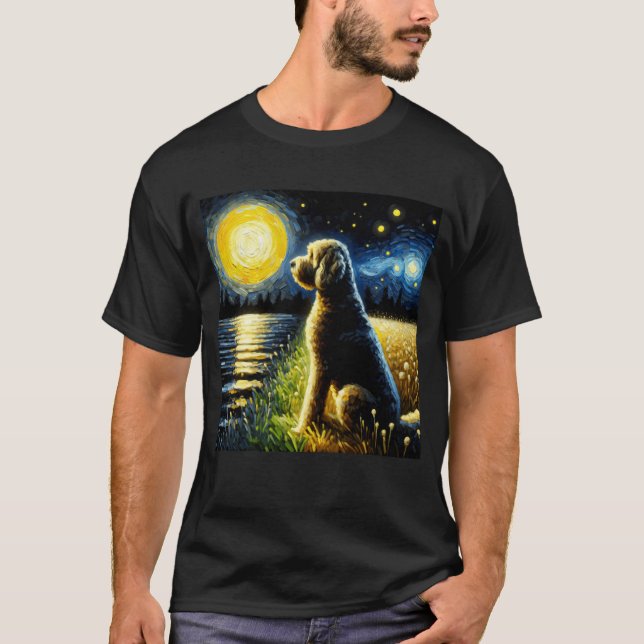 Starry Night Labradoodle Dog Van Gogh Lover T-Shirt (Front)