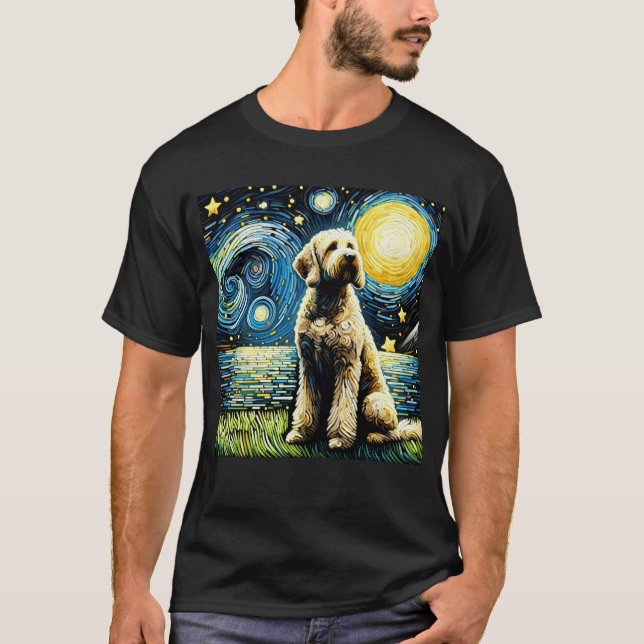 Starry Night Lagotto Romagnolo Dog Van Gogh Lover T-Shirt (Front)