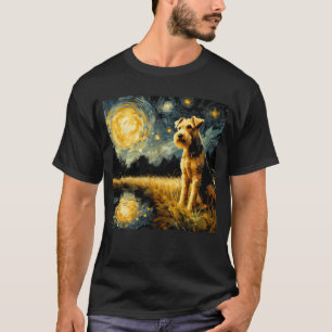 Starry Night Lakeland Terrier Dog Van Gogh Lover T-Shirt