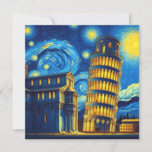 Starry Night Leaning Tower Of Pisa Italy