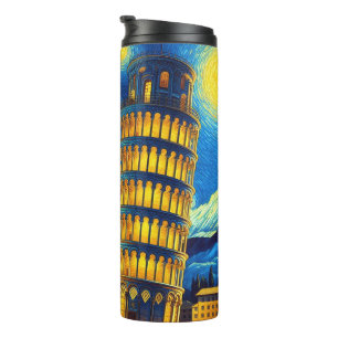 Starry Night Leaning Tower Of Pisa Italy Thermal Tumbler