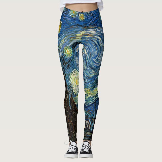 Starry Night Leggins - Vincent Van Gogh Art Leggings (Front)
