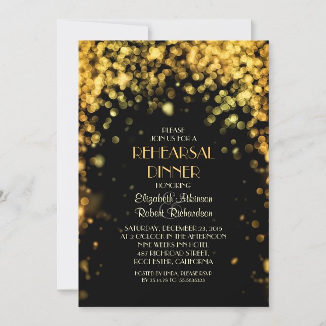 starry night lights rehearsal dinner invitations (Front)