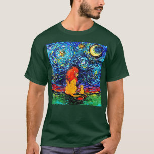 Starry Night Lion, Van Gogh Lion Art, Lion Dad and T-Shirt