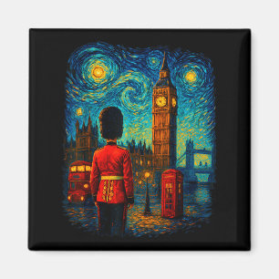 Starry Night London Red Telephone Box Queen's Guar Magnet