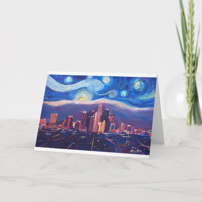 Starry Night Los Angeles California Holiday Card (Front)
