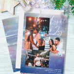 Starry Night Love Light & Joy 3 Photo Collage Holiday Card<br><div class="desc">Create your own 3 photo collage holiday card, with Love Light & Joy hand lettering, on a starry night background. The design features watercolor brush strokes, in shades of blue indigo purple violet and grey, with stars, starlight glow and gold dust. Love, light & joy is lettered in modern script...</div>