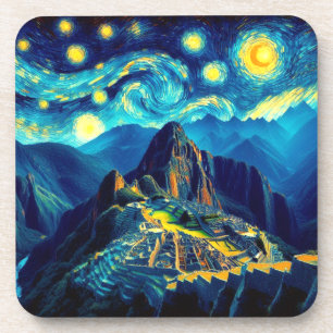 Starry Night Machu Picchu Peru Coaster