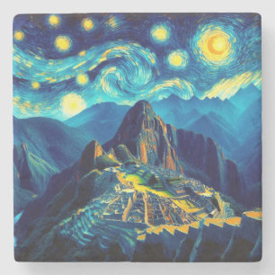 Starry Night Machu Picchu Peru Stone Coaster