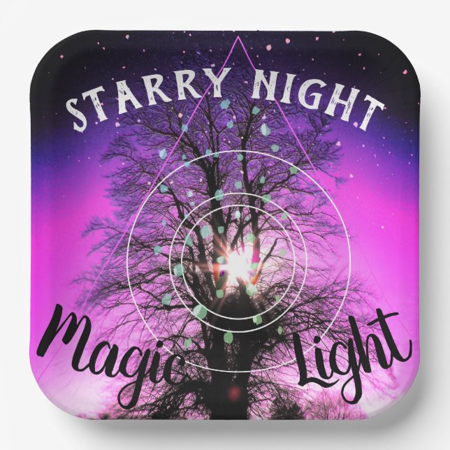 Starry Night Magic Light Paper Plate (Front)