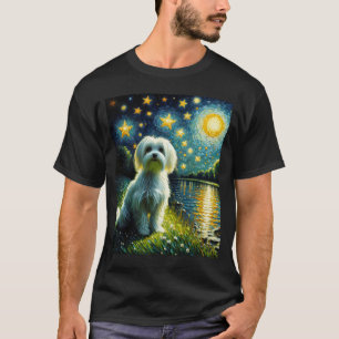 Starry Night Maltese Dog Van Gogh Lover T-Shirt