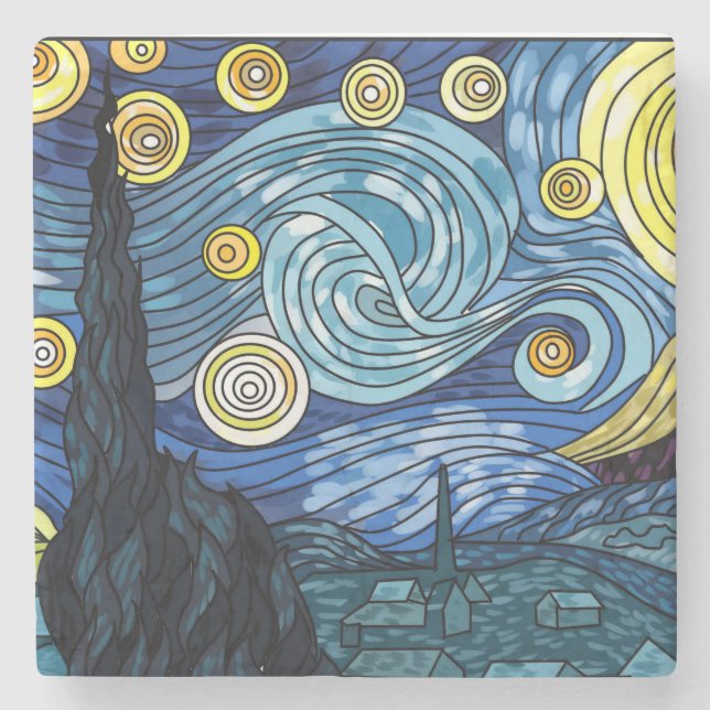 Starry Night Marble Coster Stone Coaster (Front)