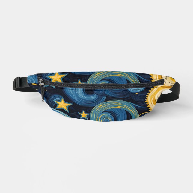 Starry Night Meets Sunflowers Van Gogh Mashup Bum Bags (Front)