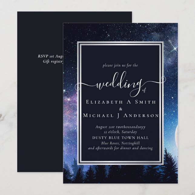 Starry Night Midnight Stars Wedding Budget (Front/Back)