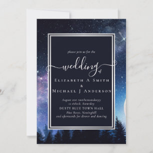 Starry Night Midnight Stars Wedding Budget Invitation