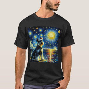Starry Night Miniature Schnauzer Dog Van Gogh T-Shirt