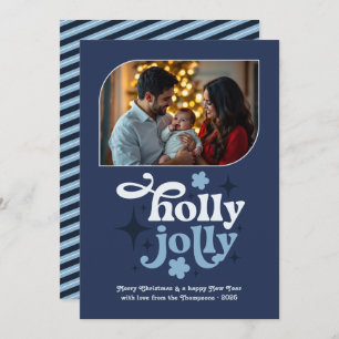 Starry Night Modern Blue Christmas Photo Holiday Card