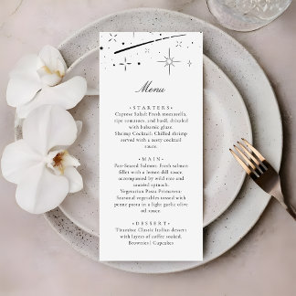 Starry Night Modern Celestial Wedding Dinner Menu