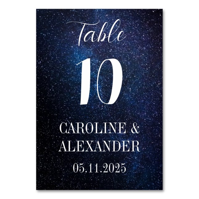 Starry Night Modern Constellation Galaxy Modern Table Number (Front)