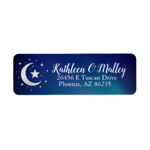 Starry Night Moon and Stars Elegant Custom Label