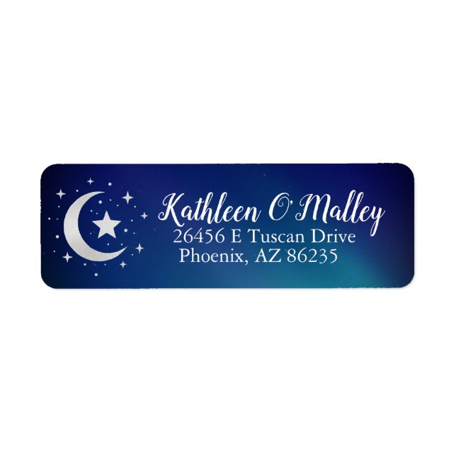 Starry Night Moon and Stars Elegant Custom Label (Front)