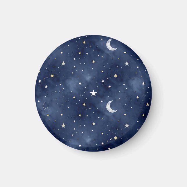 Starry Night Moon Constellations Pattern Magnet (Front)