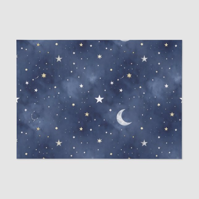 Starry Night Moon Constellations Pattern Tissue Paper (Front)