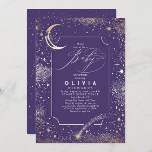 Starry Night Moon Mystical Celestial Baby Shower Invitation