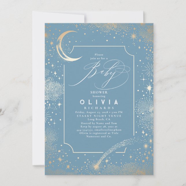 Starry Night Moon Mystical Celestial Baby Shower Invitation (Front)