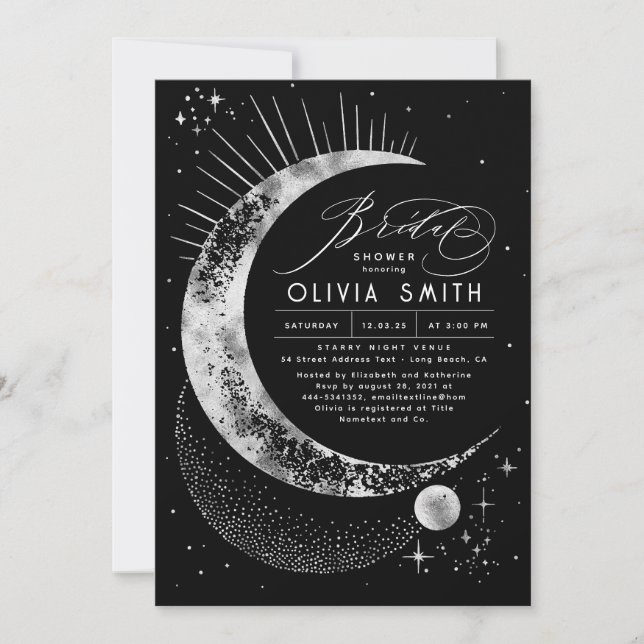 Starry Night Moon Mystical Celestial Bridal Shower Invitation (Front)